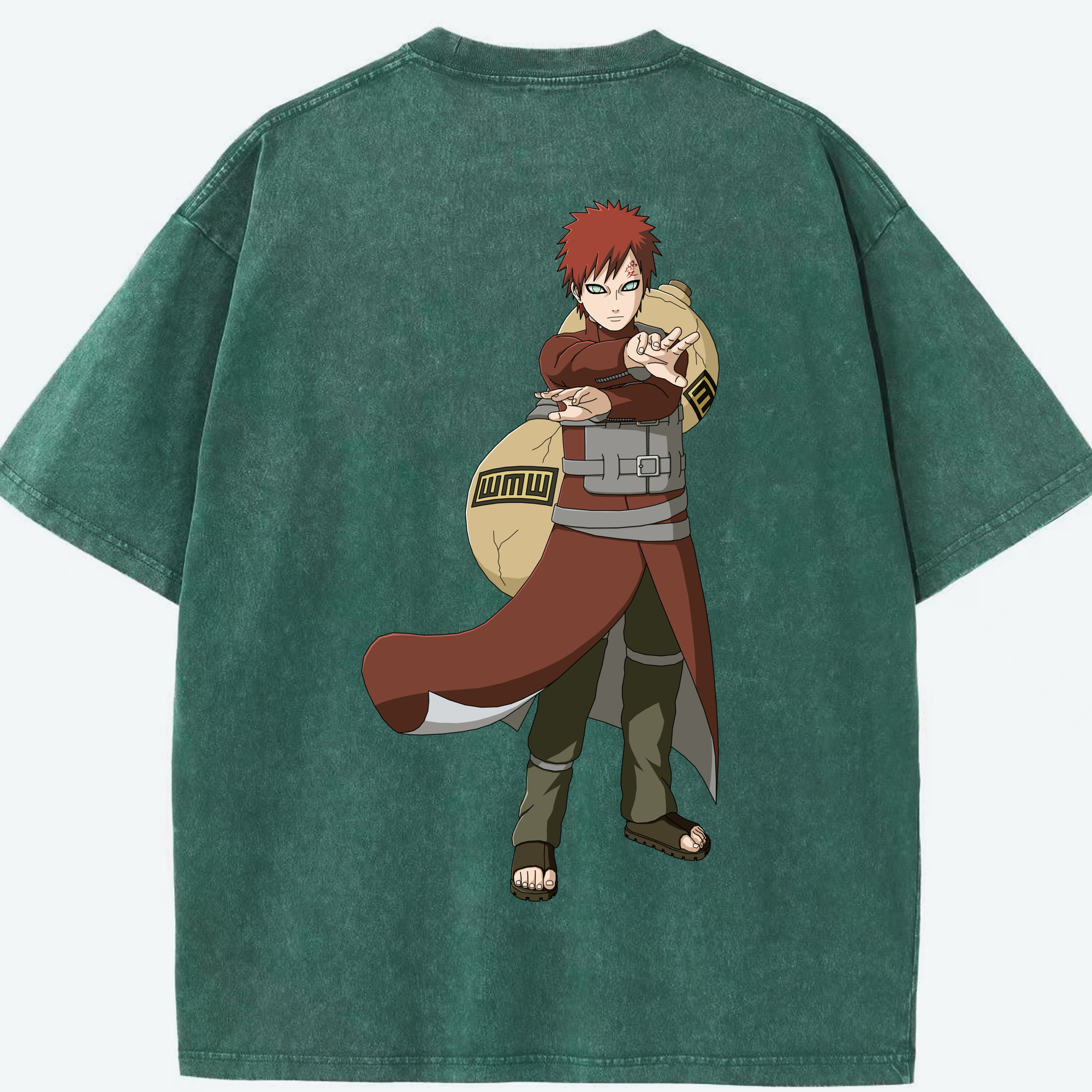 （画像用） NARUTO -ナルト- ガアラ Gaara 綿100% ヴィンテージ風 半袖Tシャツ（背面プリント）